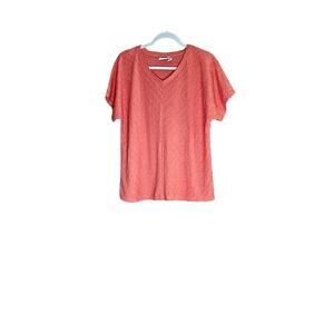 Weekends by Chico's womens size 2 shirt short sleeve french twist orange T-shirt